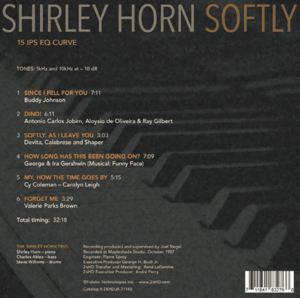 Shirley Horn – Softly (back)